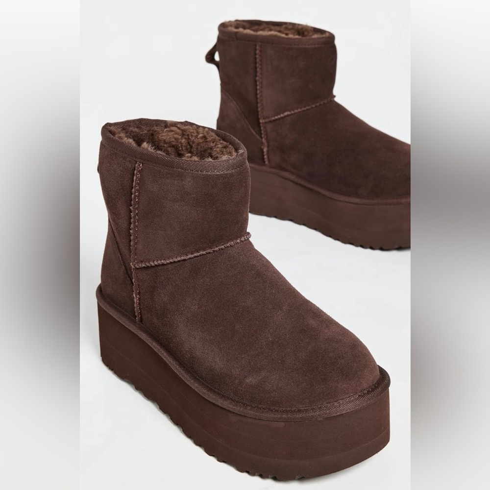 UGG Chocolate Brown Platform Winter Boots in Burn Cedar Color - Picture 6 of 7